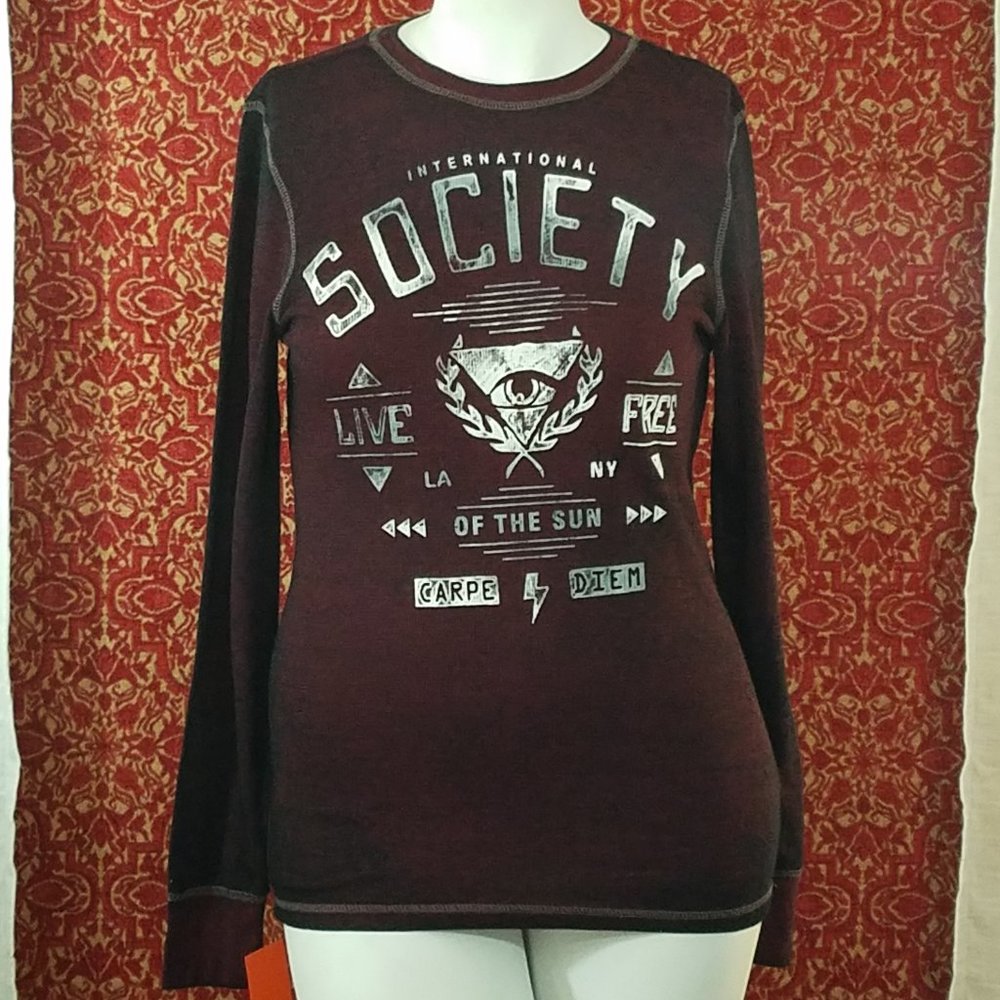 BUCKLE wine waffle knit top M✨